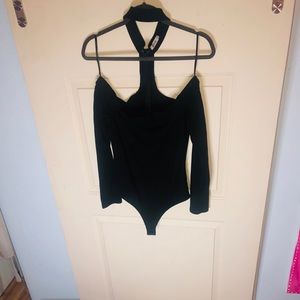 Black choker off the shoulder body suit